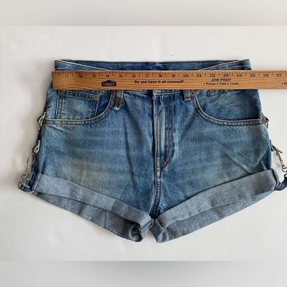 R13 $345 Hook Adjustable Cut Off Cuffed Jasper Blue Denim Jean Shorts SZ 27 - Picture 4 of 16